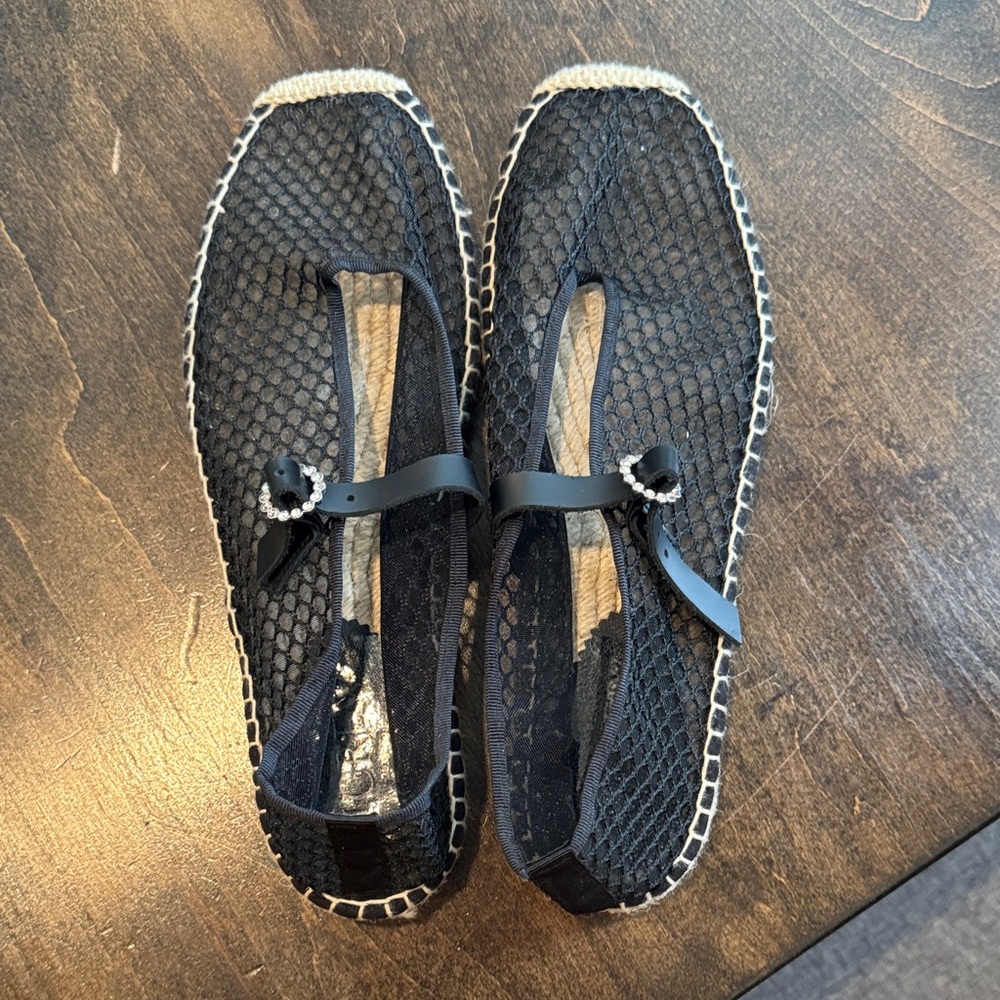 J. Crew Black Mesh Espadrilles